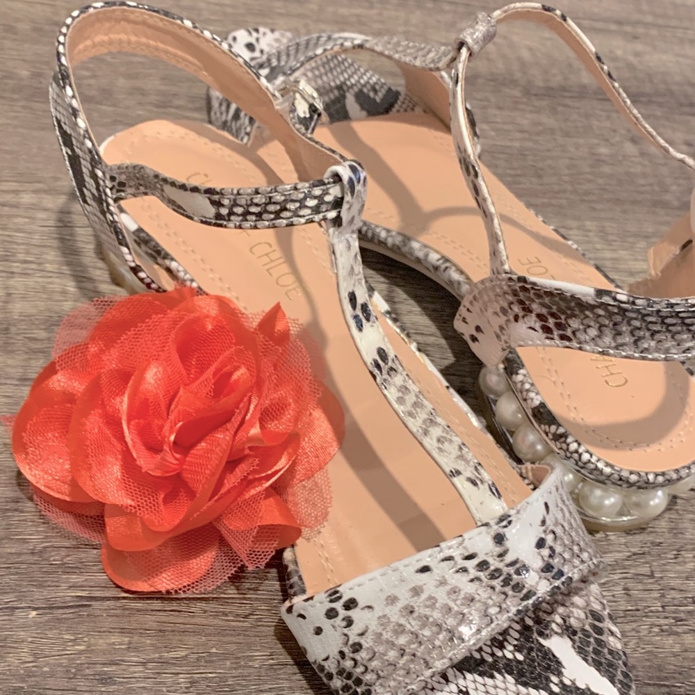 Pearl heels, Snake tone shoes Chase+Chloe brand.